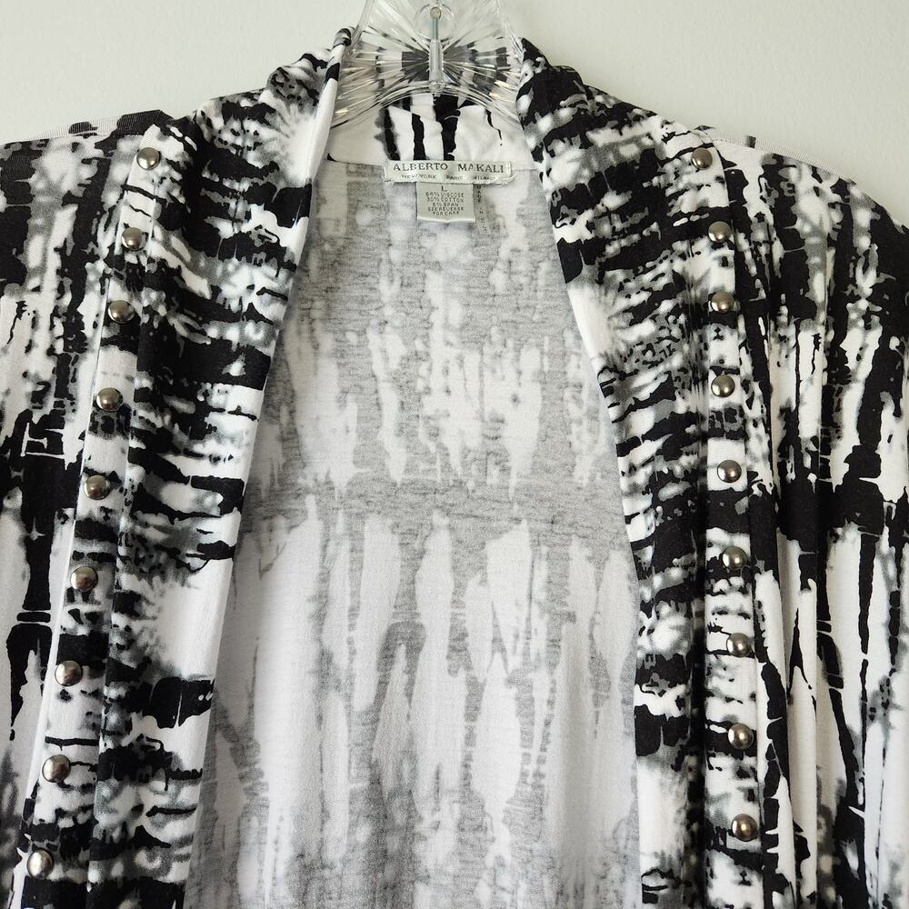 Alberto Makali Cardigan Women's L Black White Black Abstract Beaded Whimsigoth - Picture 5 of 15